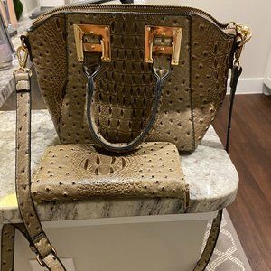 Faux Ostrich Purse and Matching Wallet